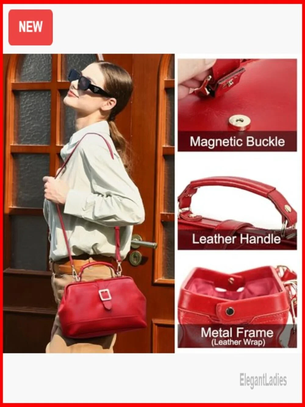 Genuine Leather Doctor Bag Satchel with Adjustable Strap Top Handle Purse